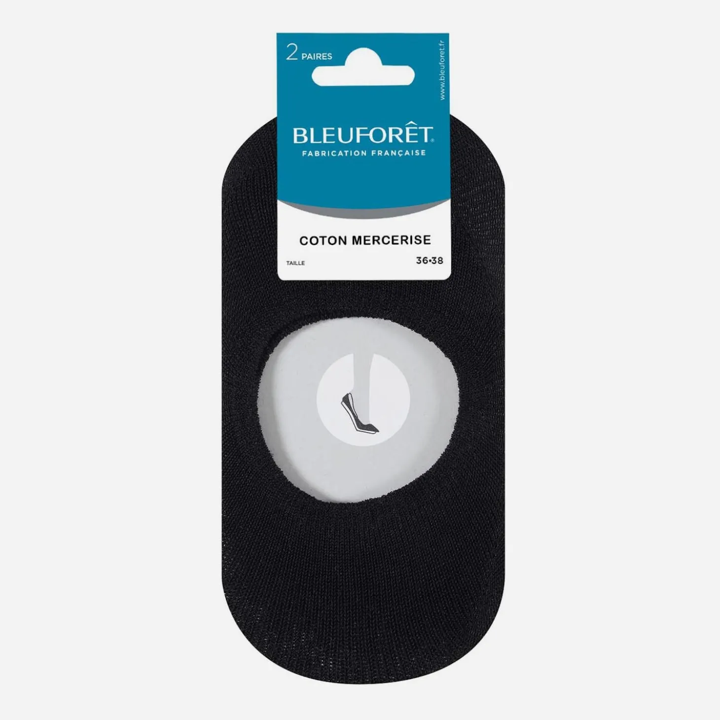 2 paires de chaussettes invisibles BLEUFORET noires Pointure 36-38