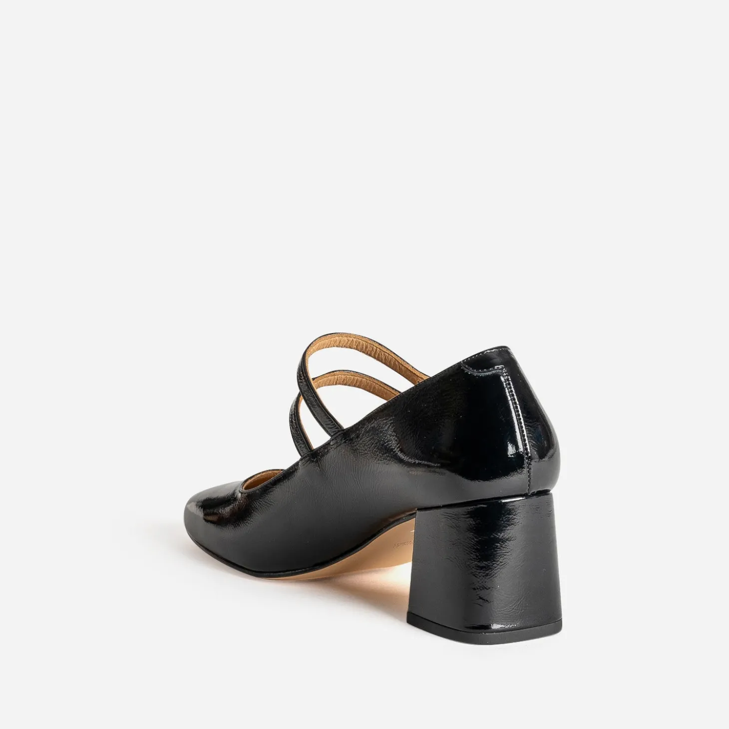 Babies à talon noire cuir verni