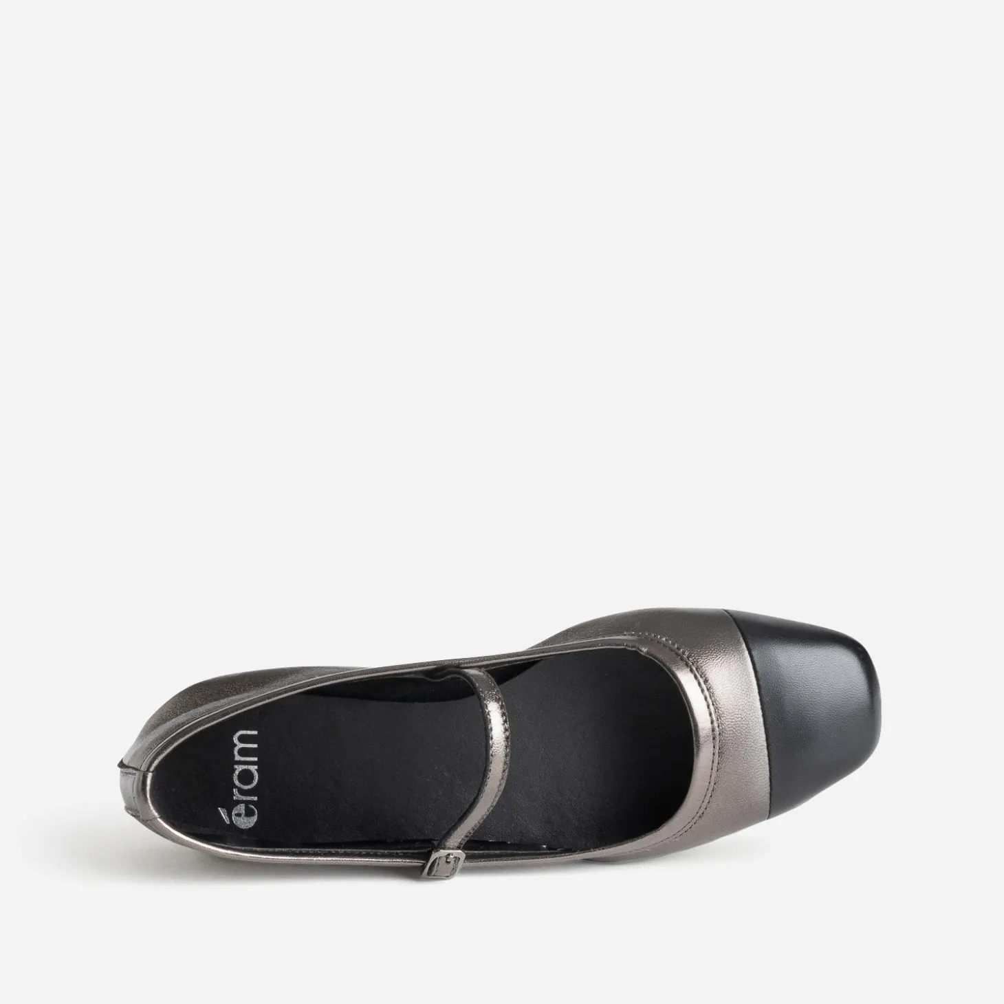 Babies gris métallisé cuir bout noir