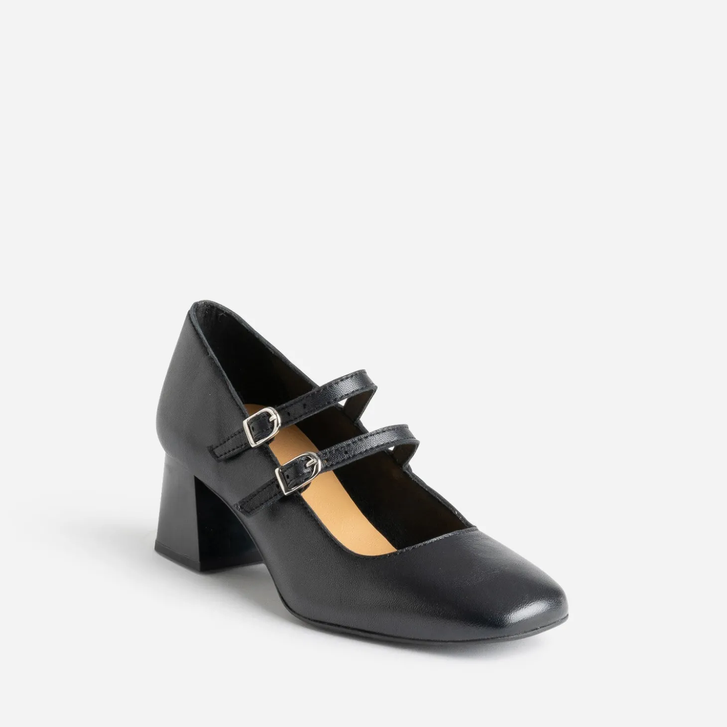 Babies noir cuir à fines brides