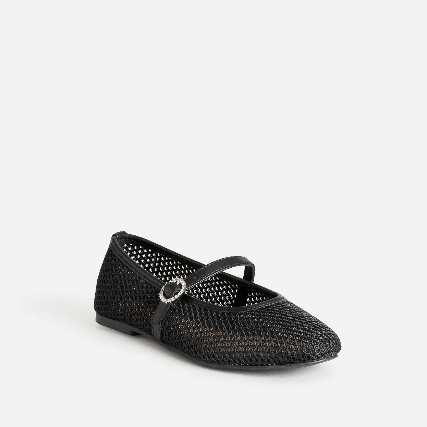 Babies noire résille tressée boucle strass
