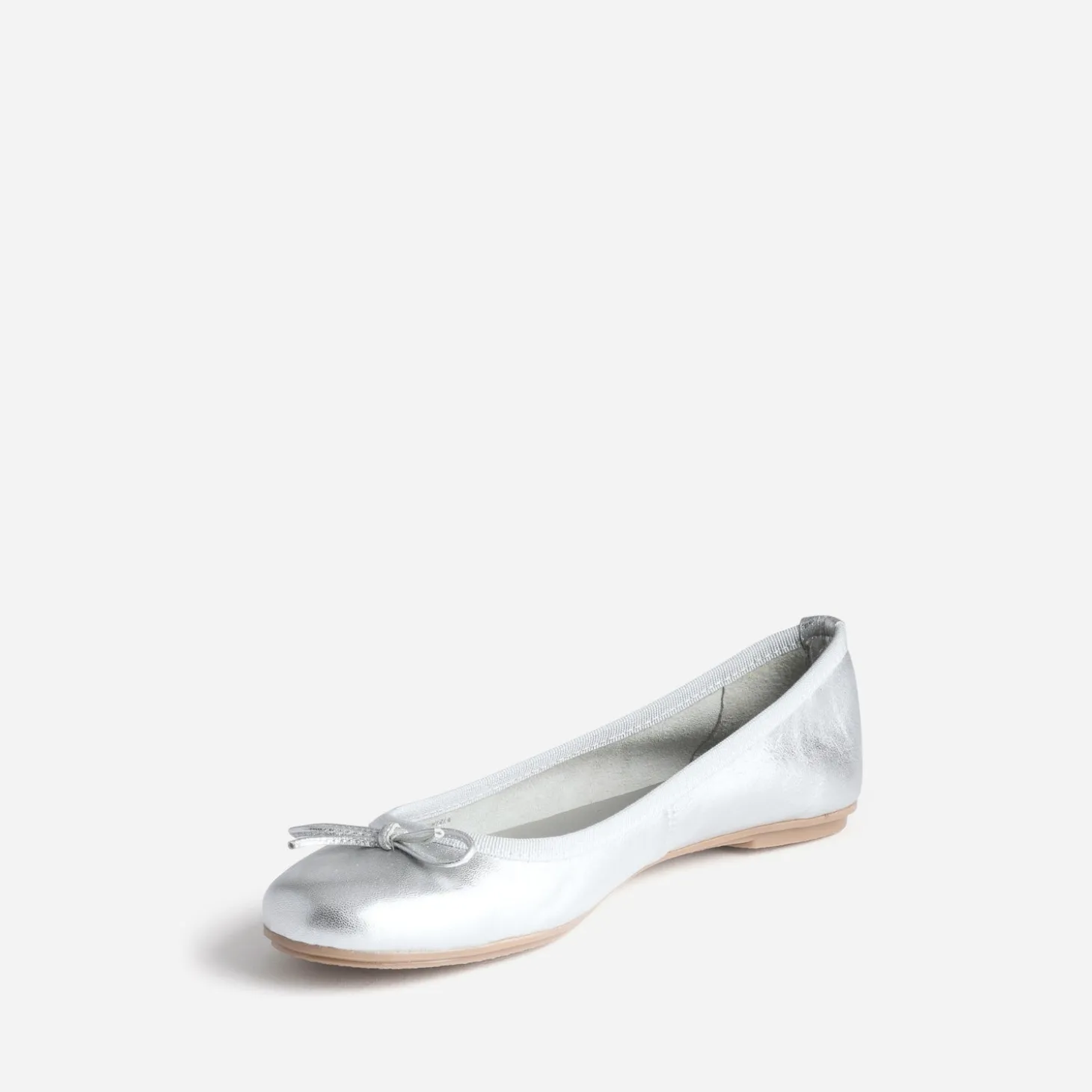 Ballerine argentée en cuir à petit nœud