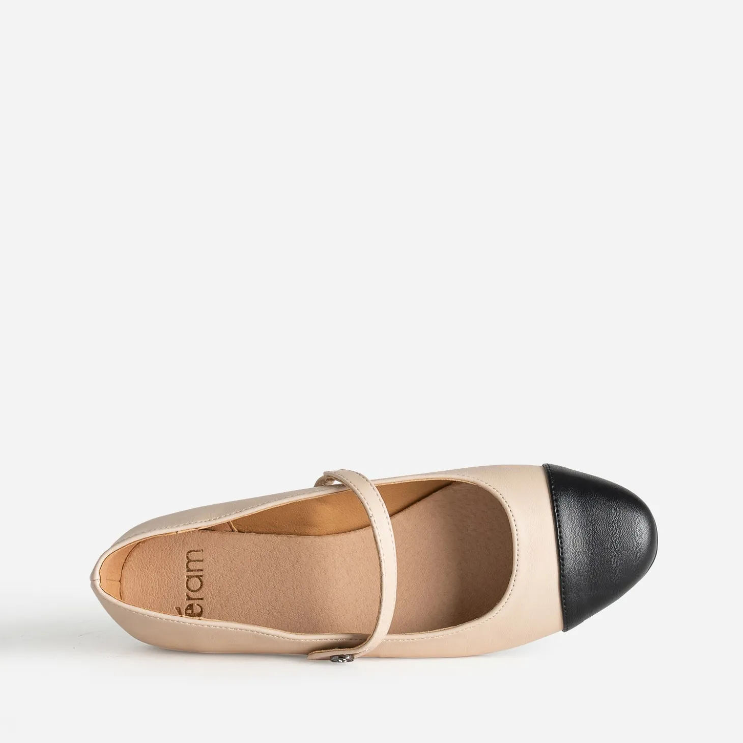 Ballerine beige bout noir à bride