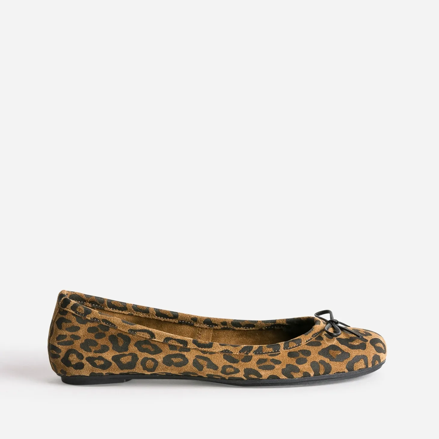 Ballerine camel cuir velours motif léopard