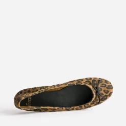 Ballerine camel cuir velours motif léopard