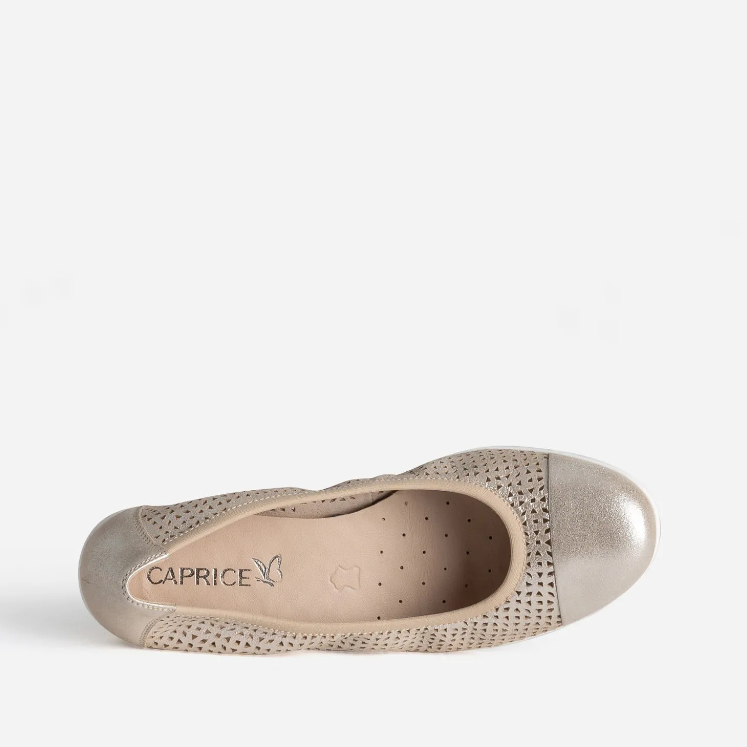 Ballerine CAPRICE dorée élastiquée cuir ajouré