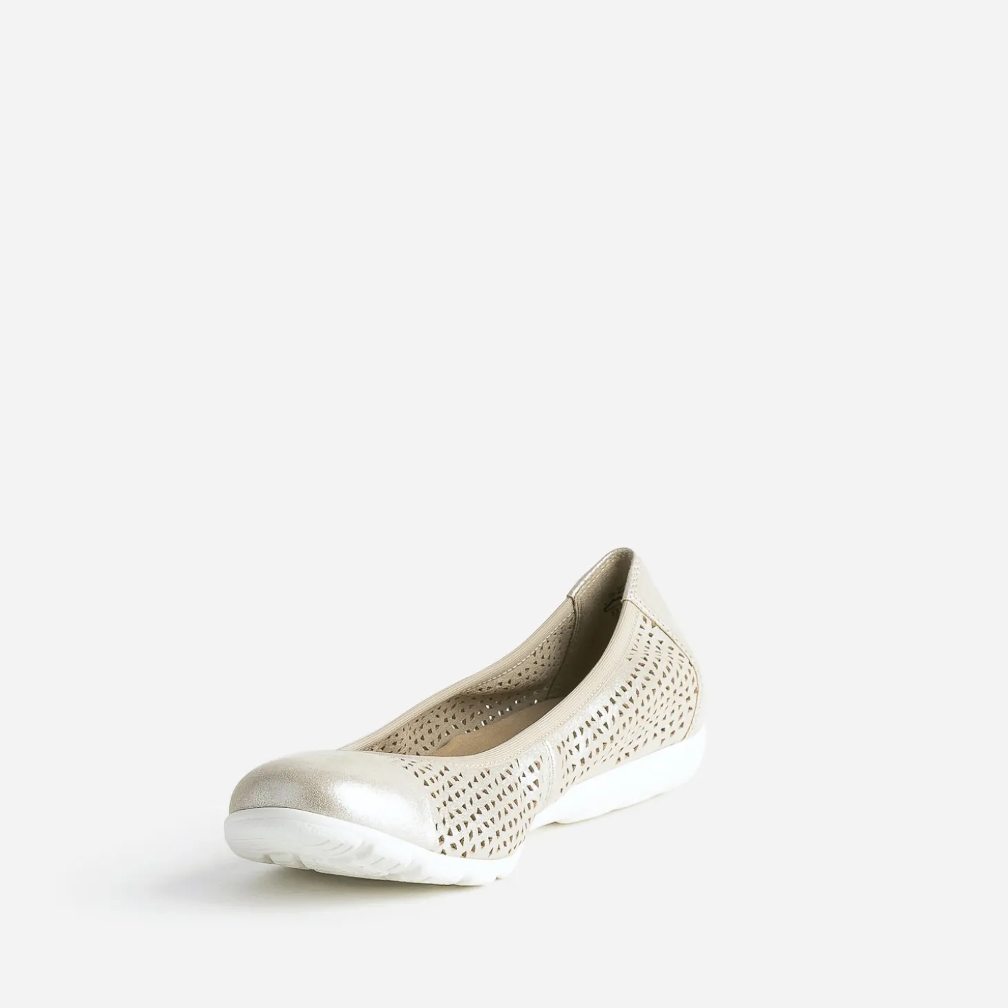 Ballerine CAPRICE dorée élastiquée en cuir perforé