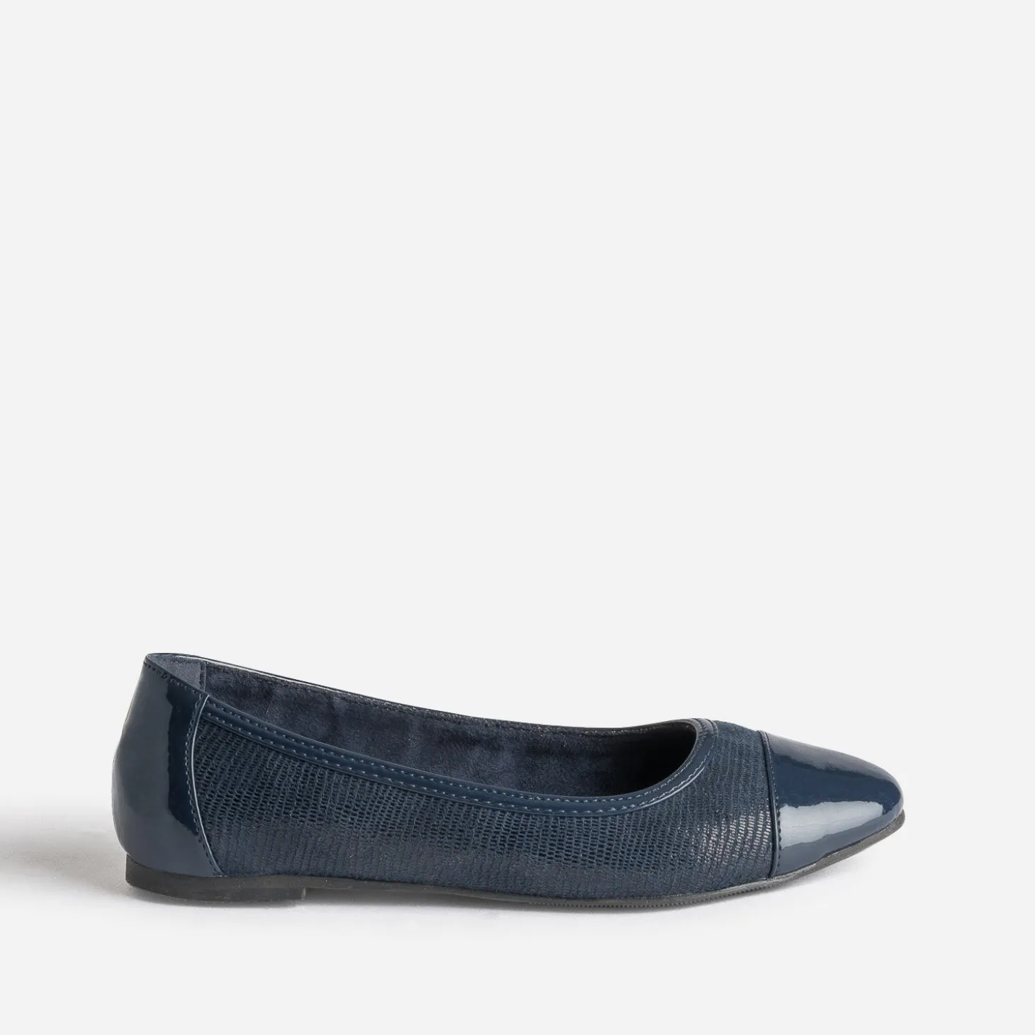 Ballerine marine effet python et verni