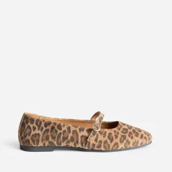 Ballerine marron cuir imprimé léopard