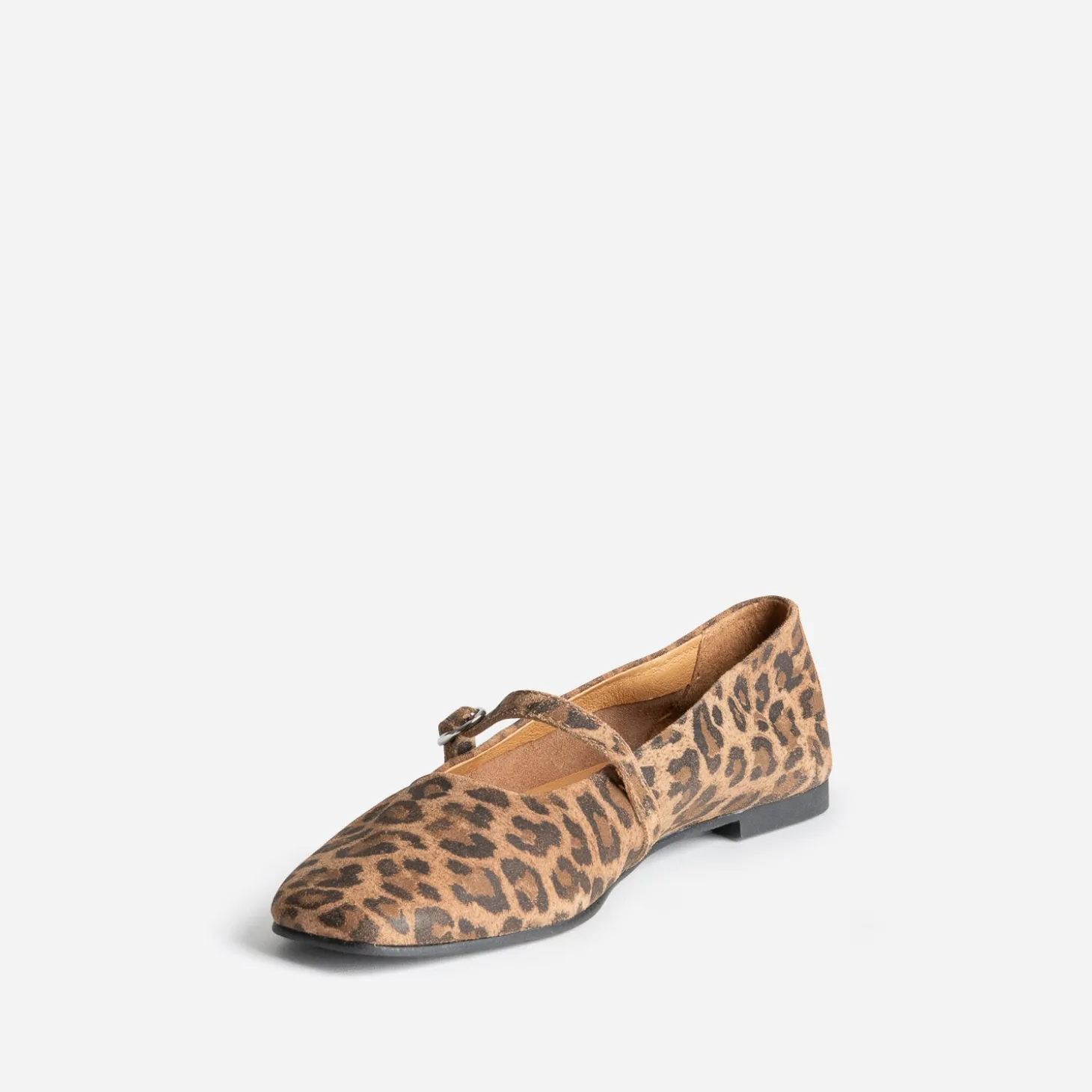 Ballerine marron cuir imprimé léopard