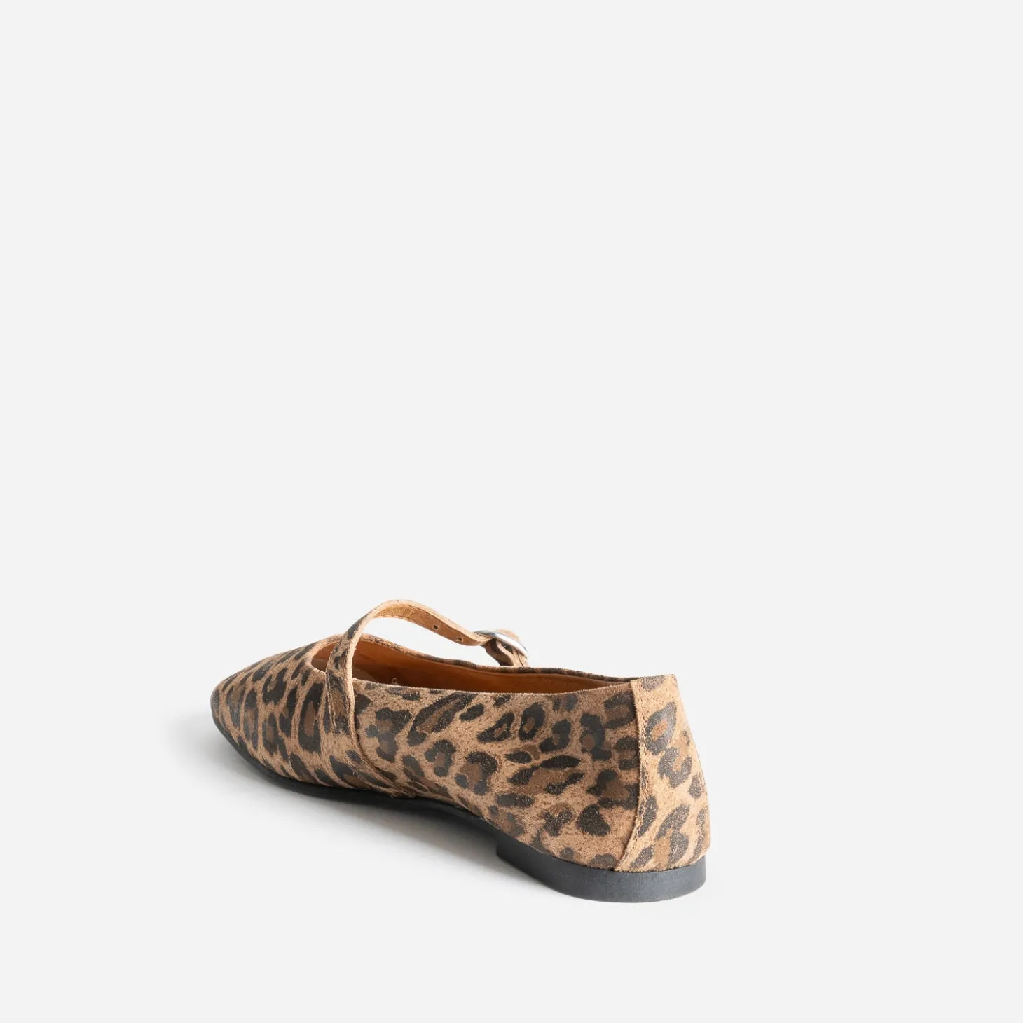 Ballerine marron cuir imprimé léopard