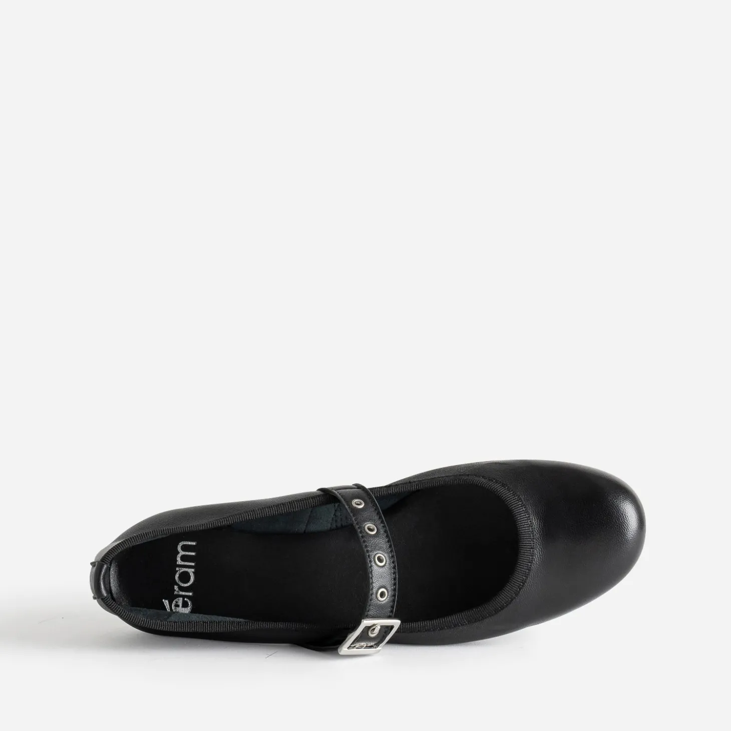 Ballerine noire en cuir avec bride à œillet