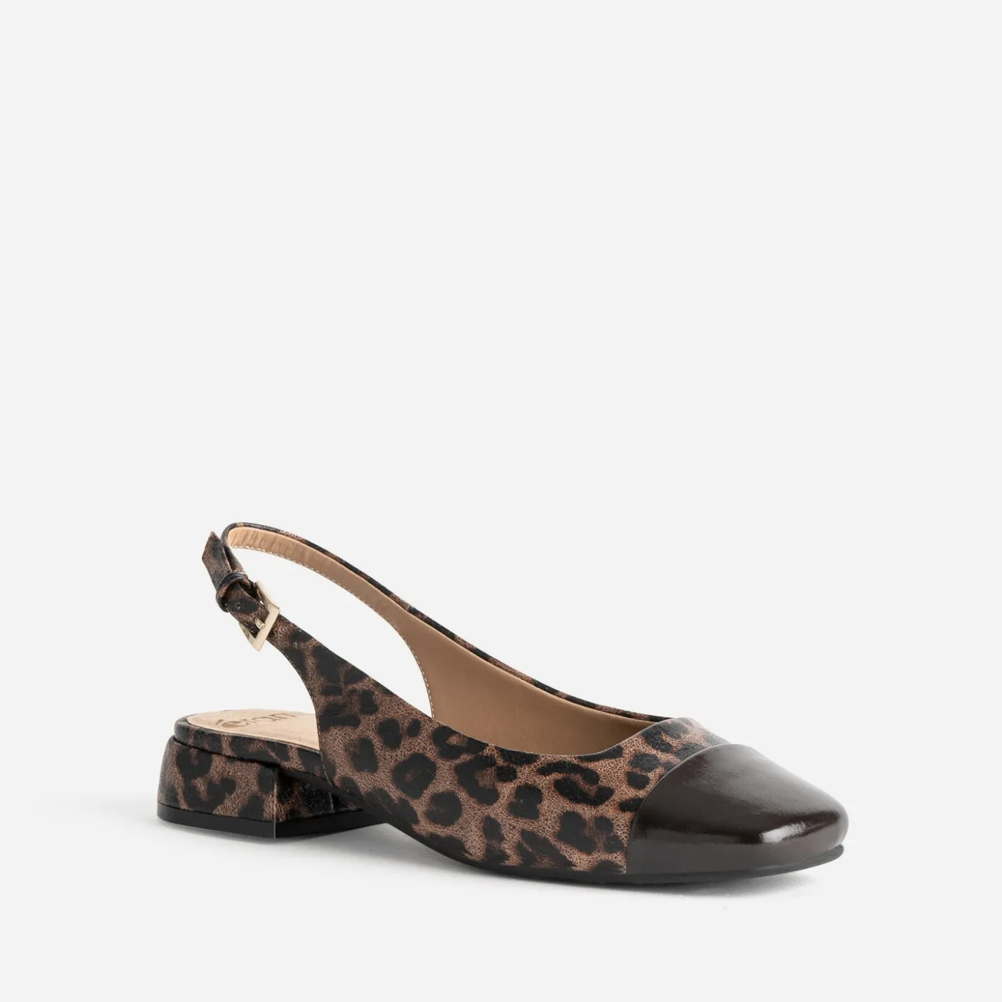 Ballerine slingback marron motif léopard