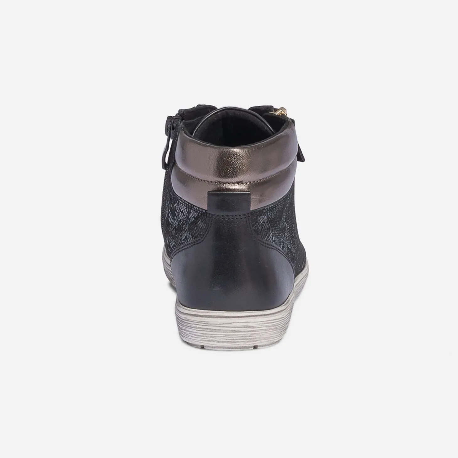 Basket CAPRICE noire en cuir effet python