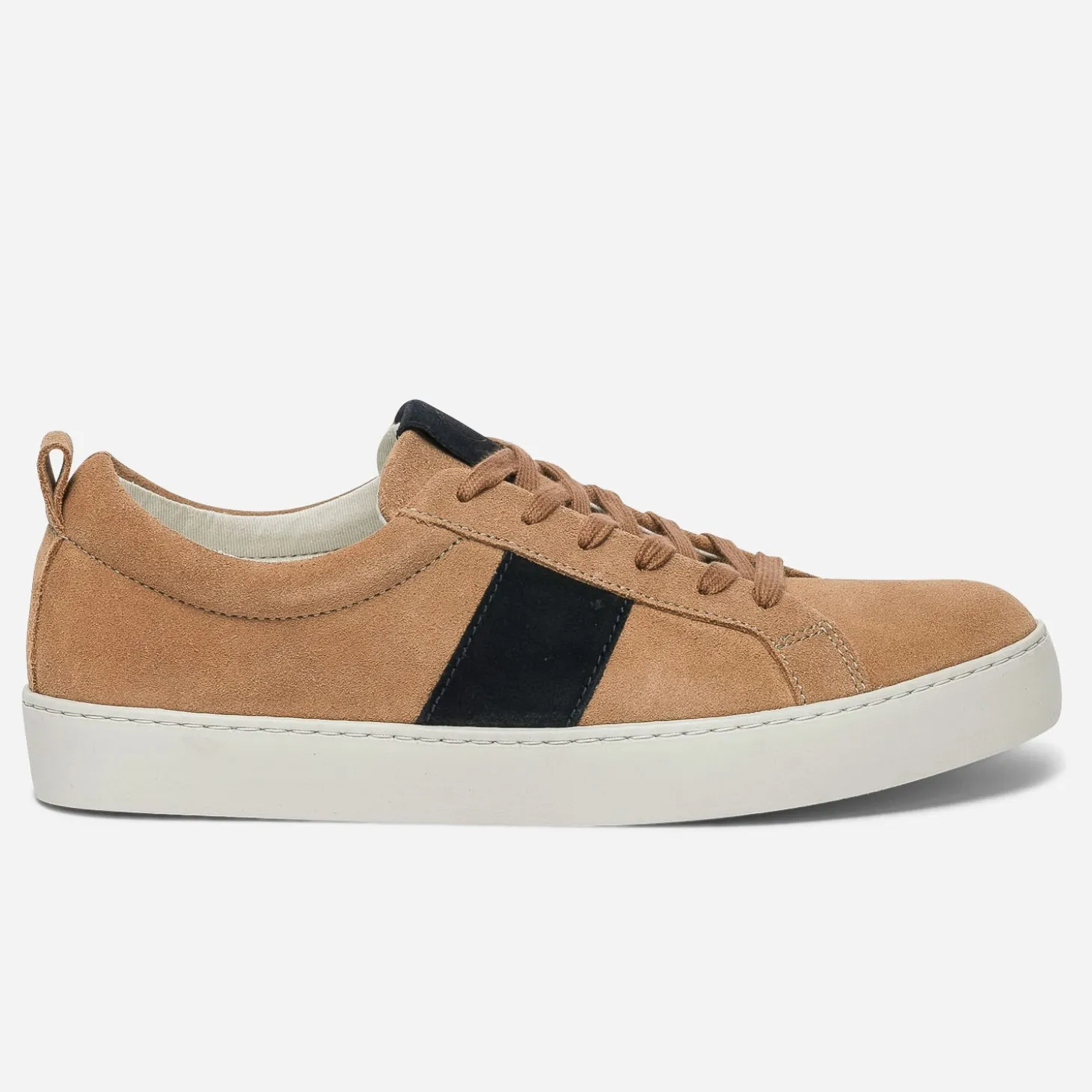 Basket cognac et marine en cuir velours éco-conçue