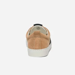 Basket cognac et marine en cuir velours éco-conçue