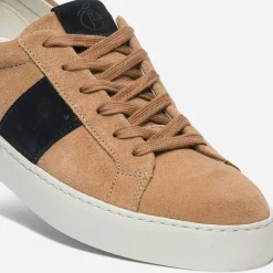 Basket cognac et marine en cuir velours éco-conçue