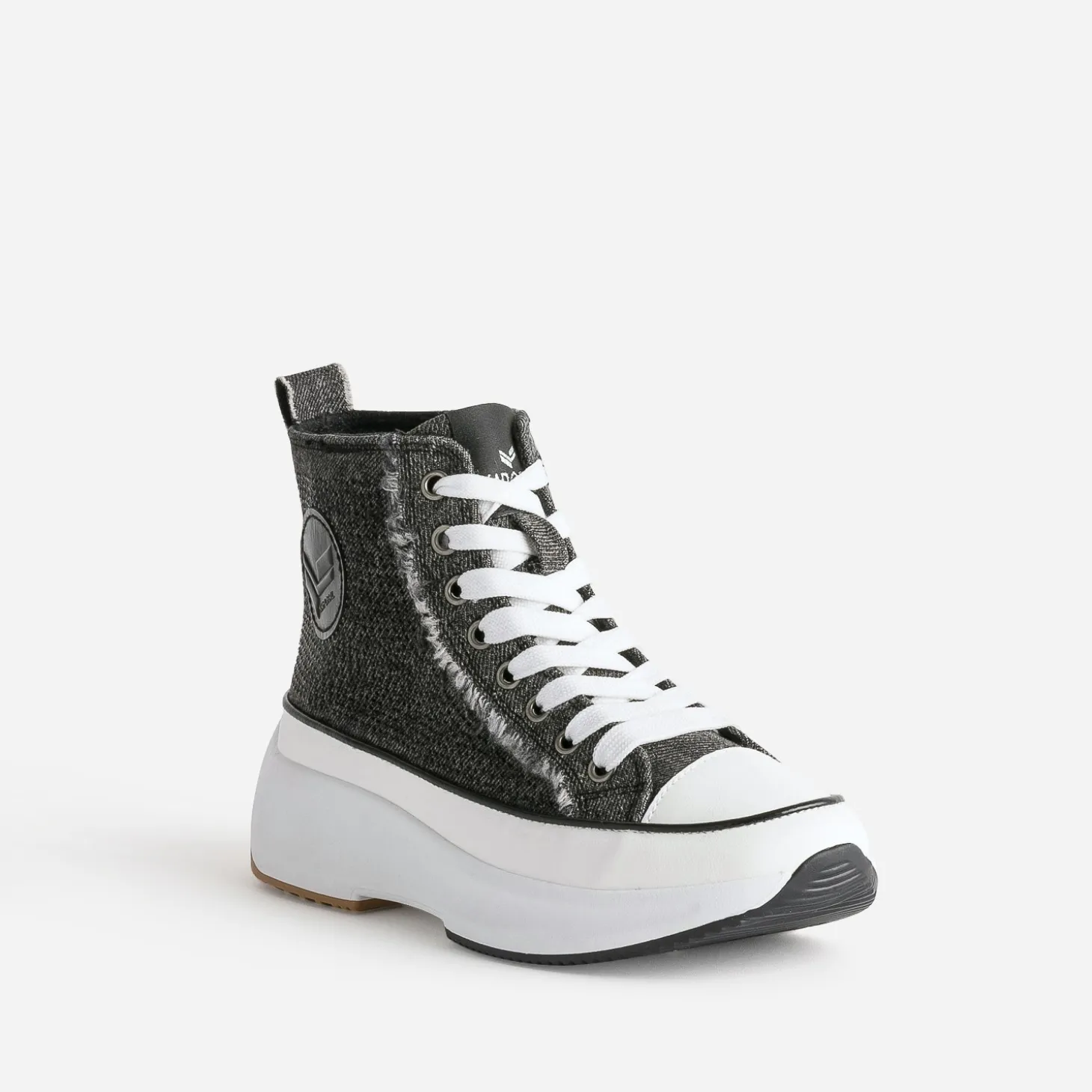 Basket KAPORAL grise denim strassé à plateforme