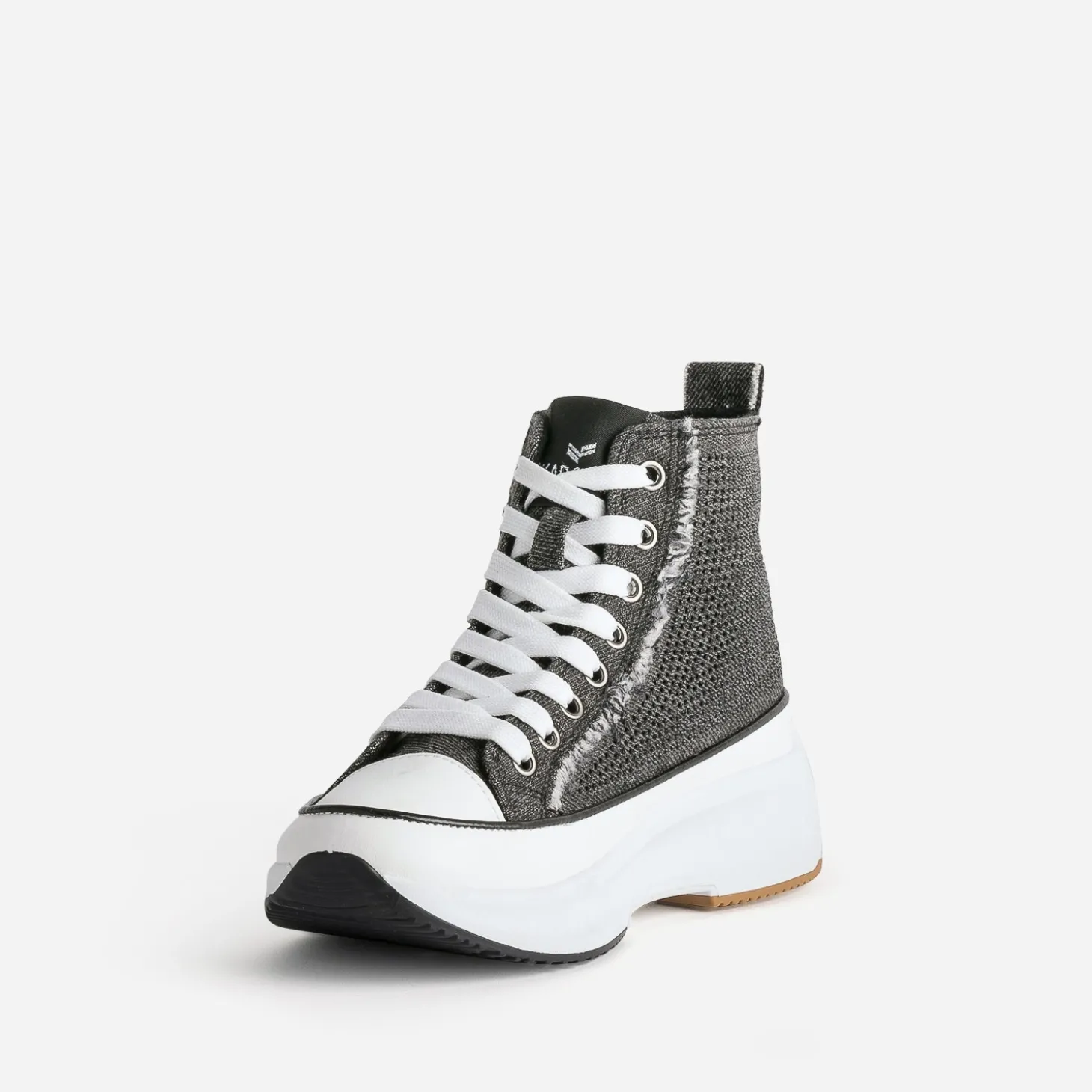 Basket KAPORAL grise denim strassé à plateforme