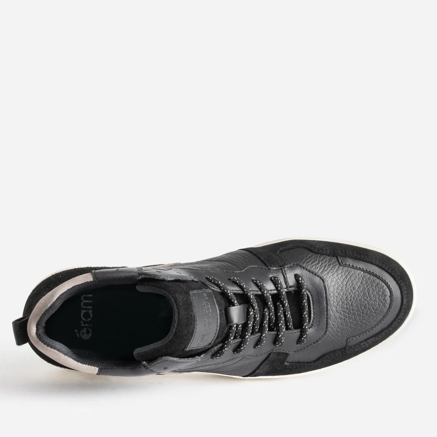Basket montante noire et grise en cuir