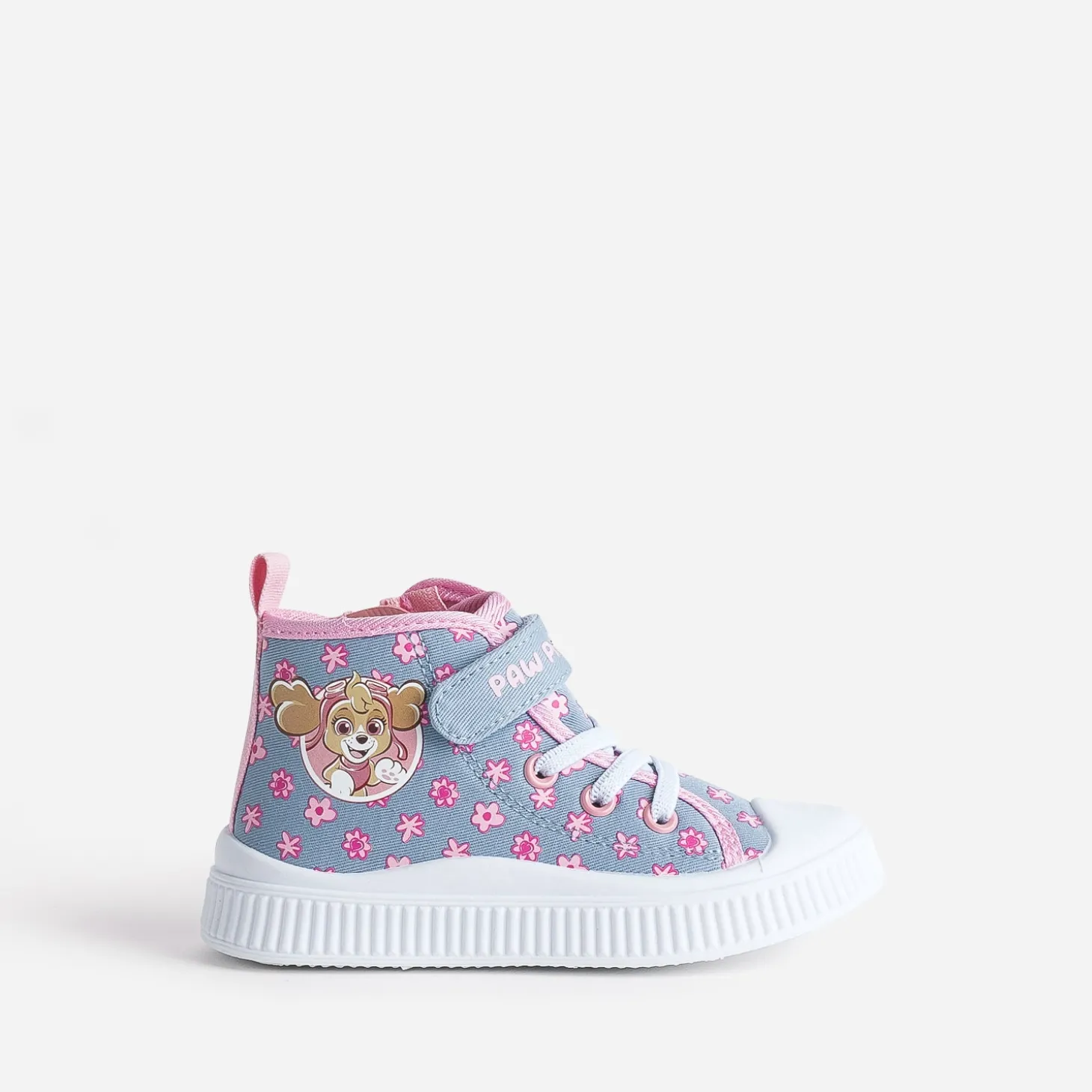 Basket PAT PATROUILLE bleue toile fleurie