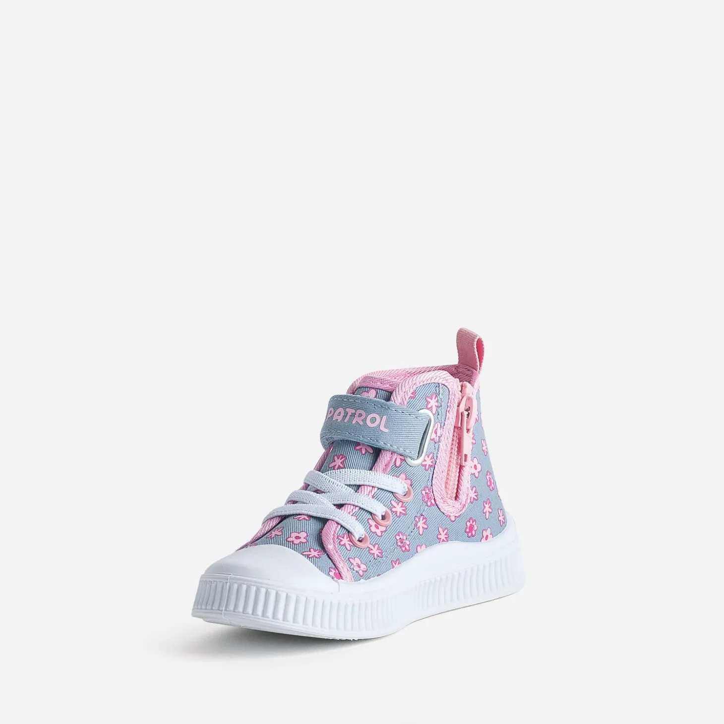 Basket PAT PATROUILLE bleue toile fleurie