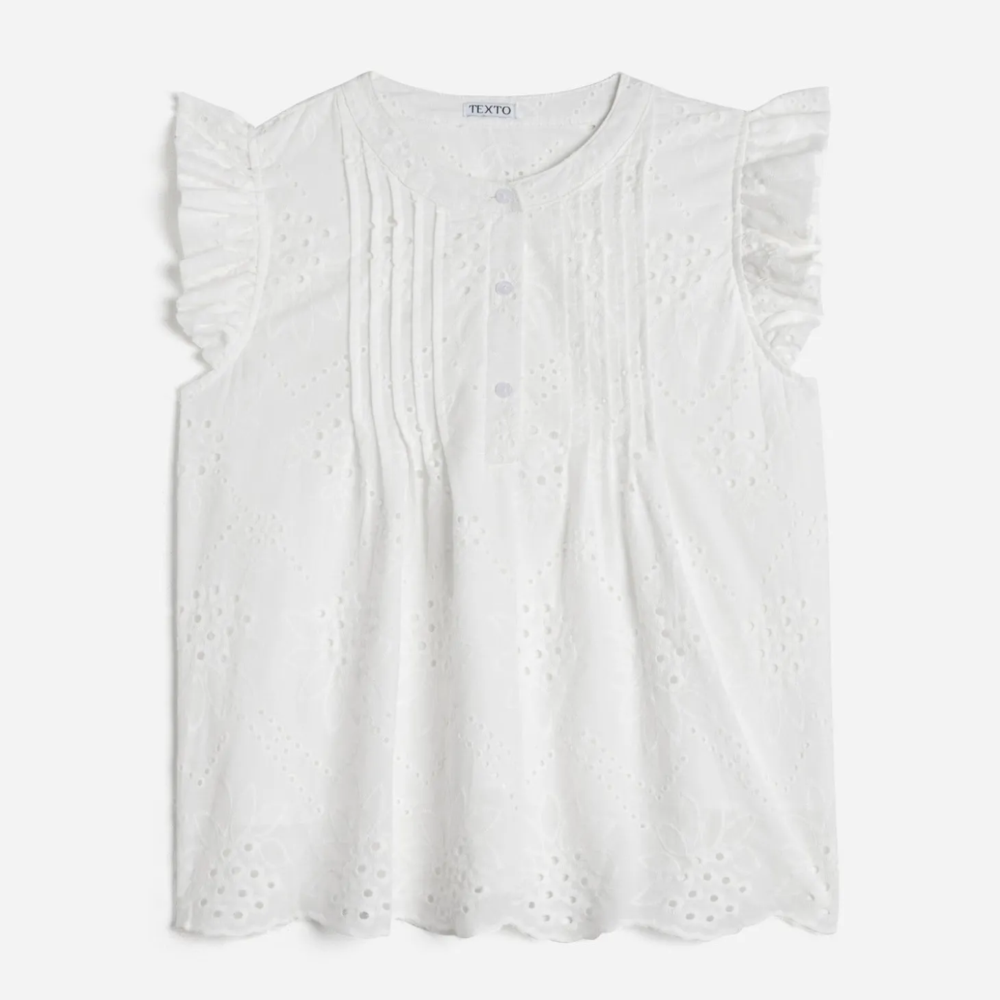 Blouse TEXTO blanche broderies anglaises