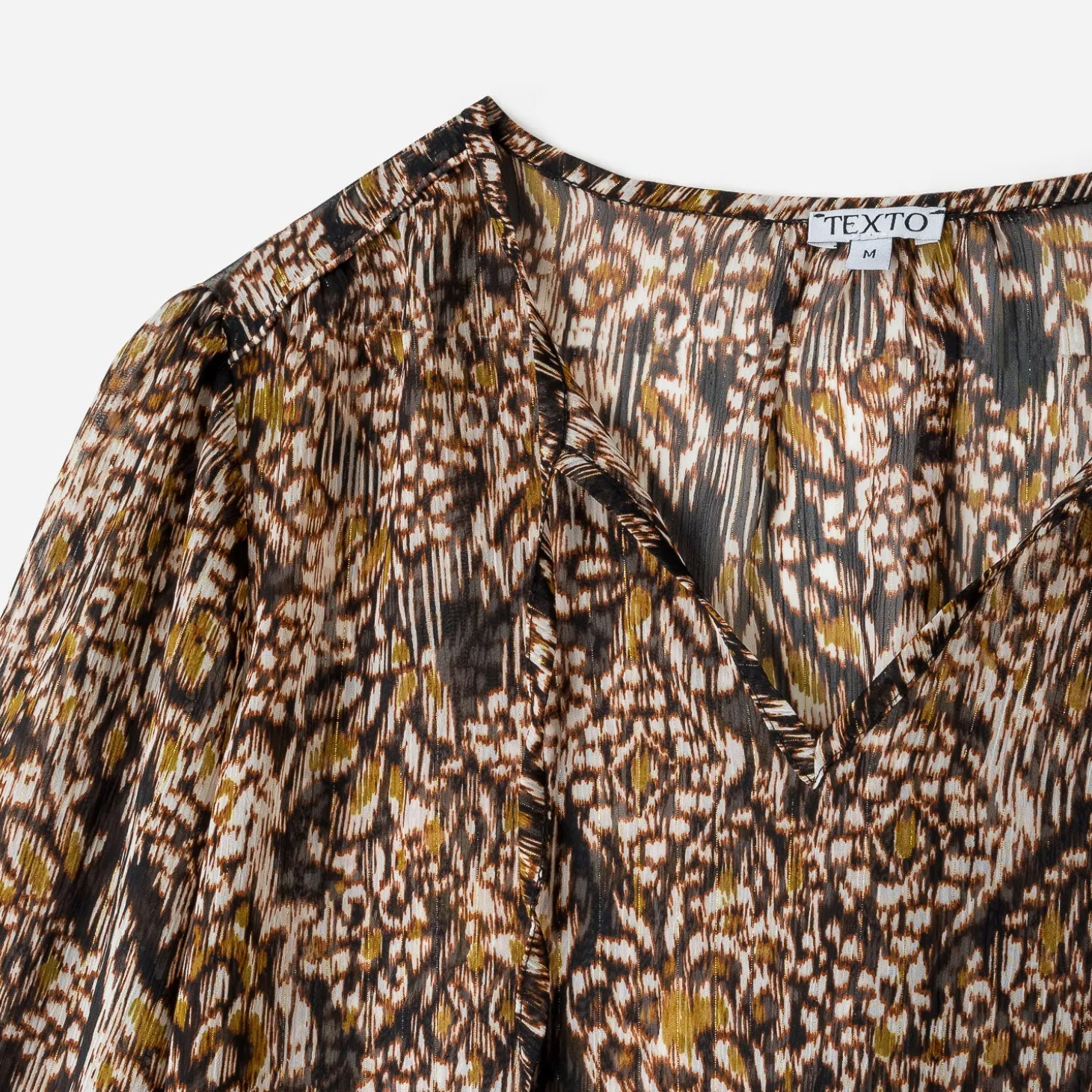 Blouse TEXTO marron à imprimé ethnique floral
