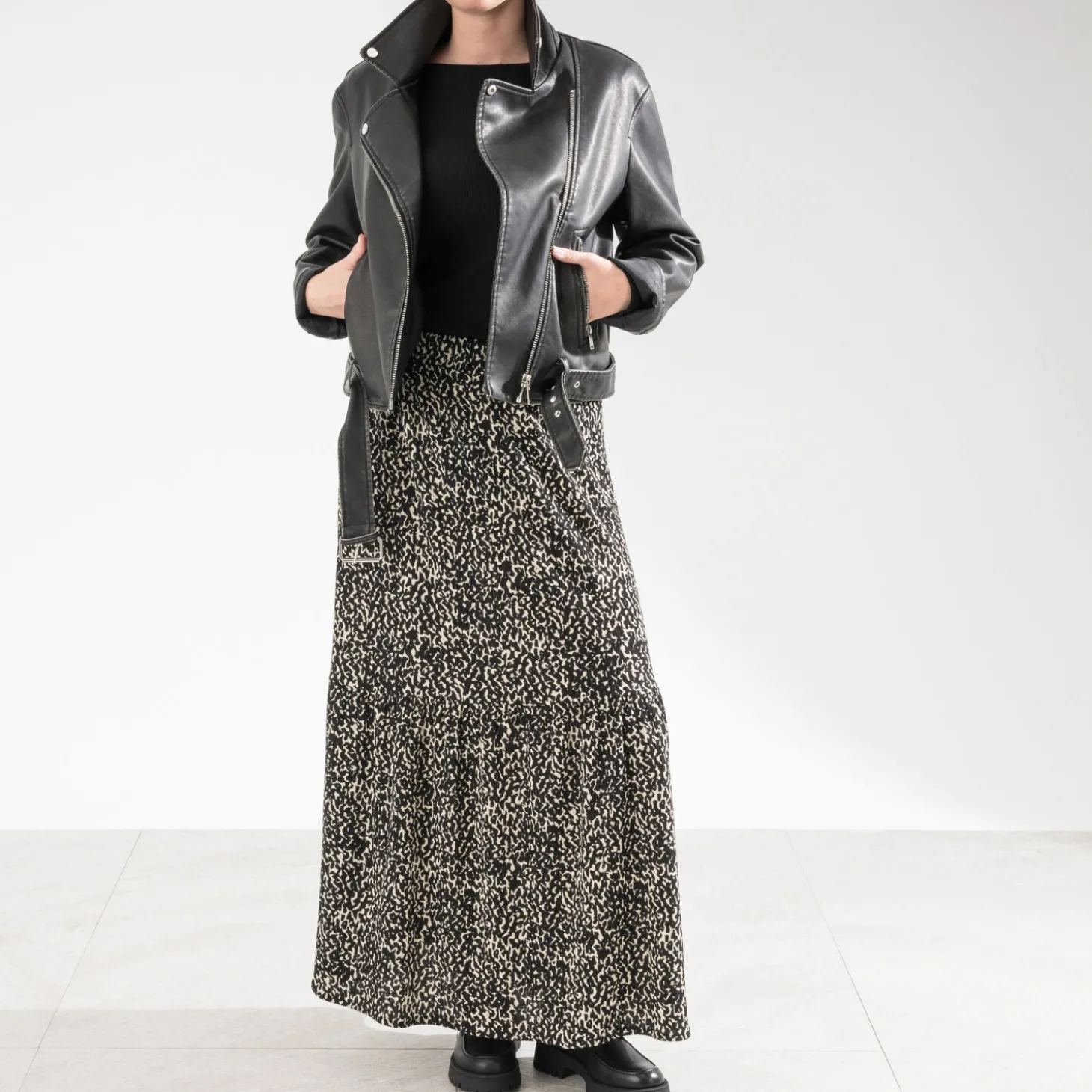 Blouson TEXTO noir esprit motard
