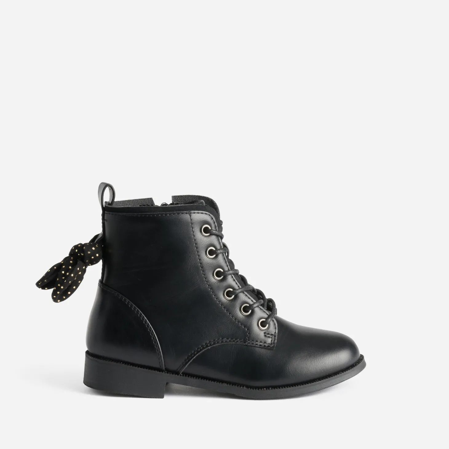 Boots à lacet BUGGY noir avec nœud-pois