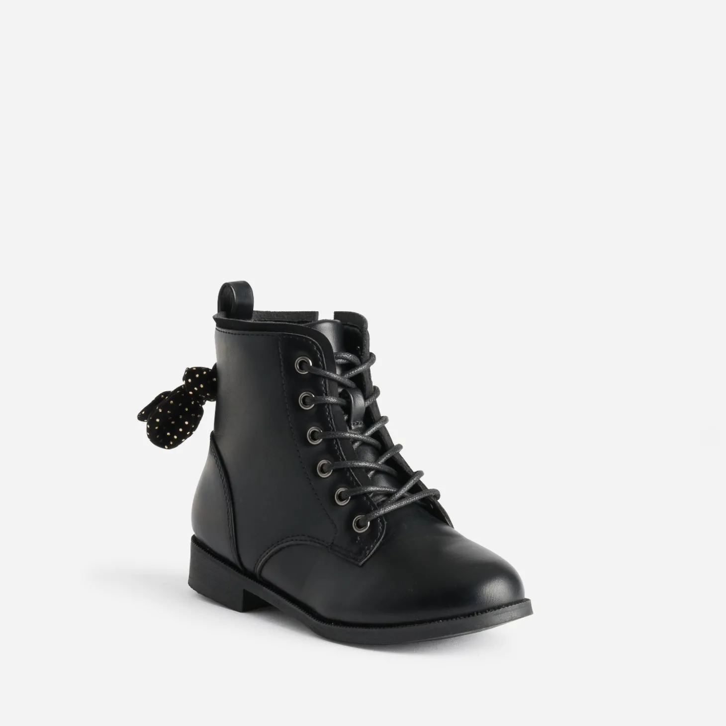 Boots à lacet BUGGY noir avec nœud-pois