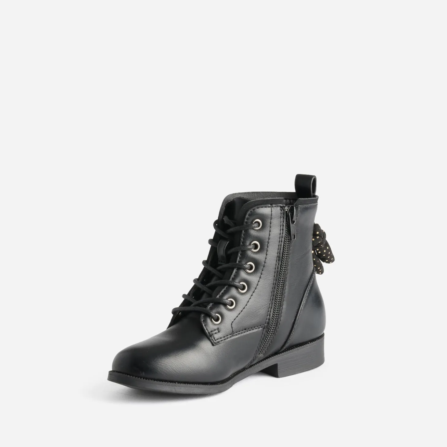 Boots à lacet BUGGY noir avec nœud-pois