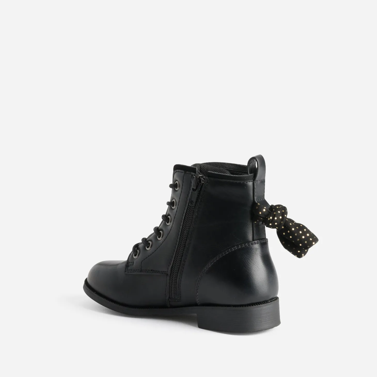 Boots à lacet BUGGY noir avec nœud-pois