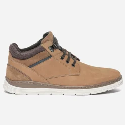 Boots à lacet camel en cuir nubuck