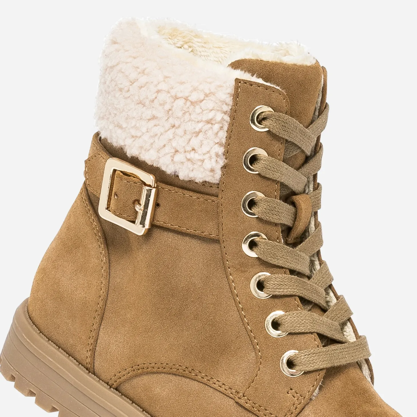 Boots à lacet camel fourré