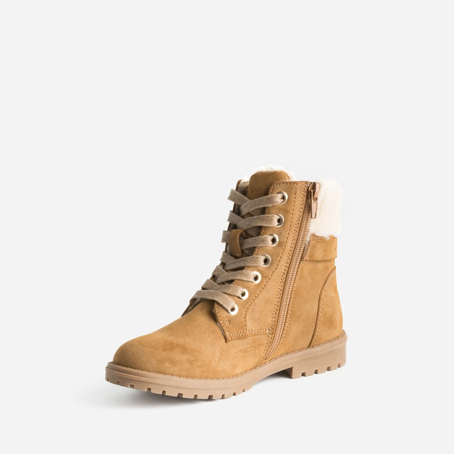 Boots à lacet camel suédé fourré