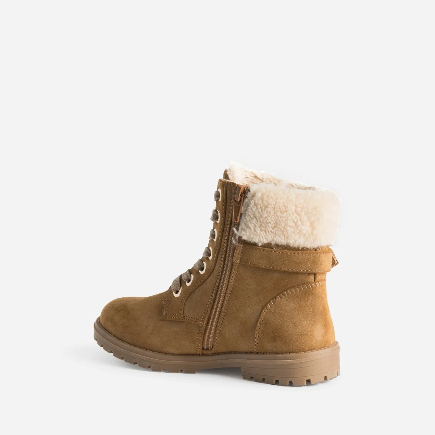 Boots à lacet camel suédé fourré