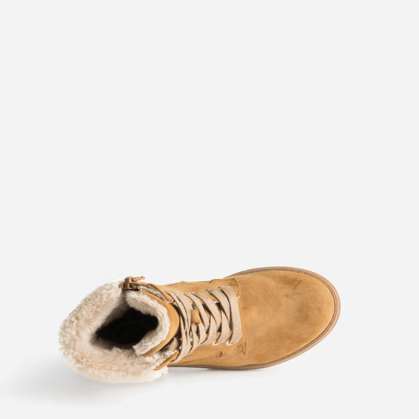 Boots à lacet camel suédé fourré