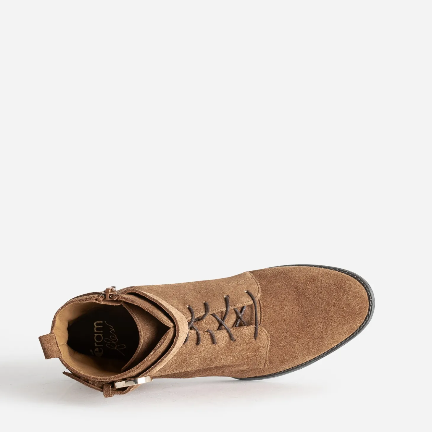 Boots à lacet ERAM FLEX camel cuir velours