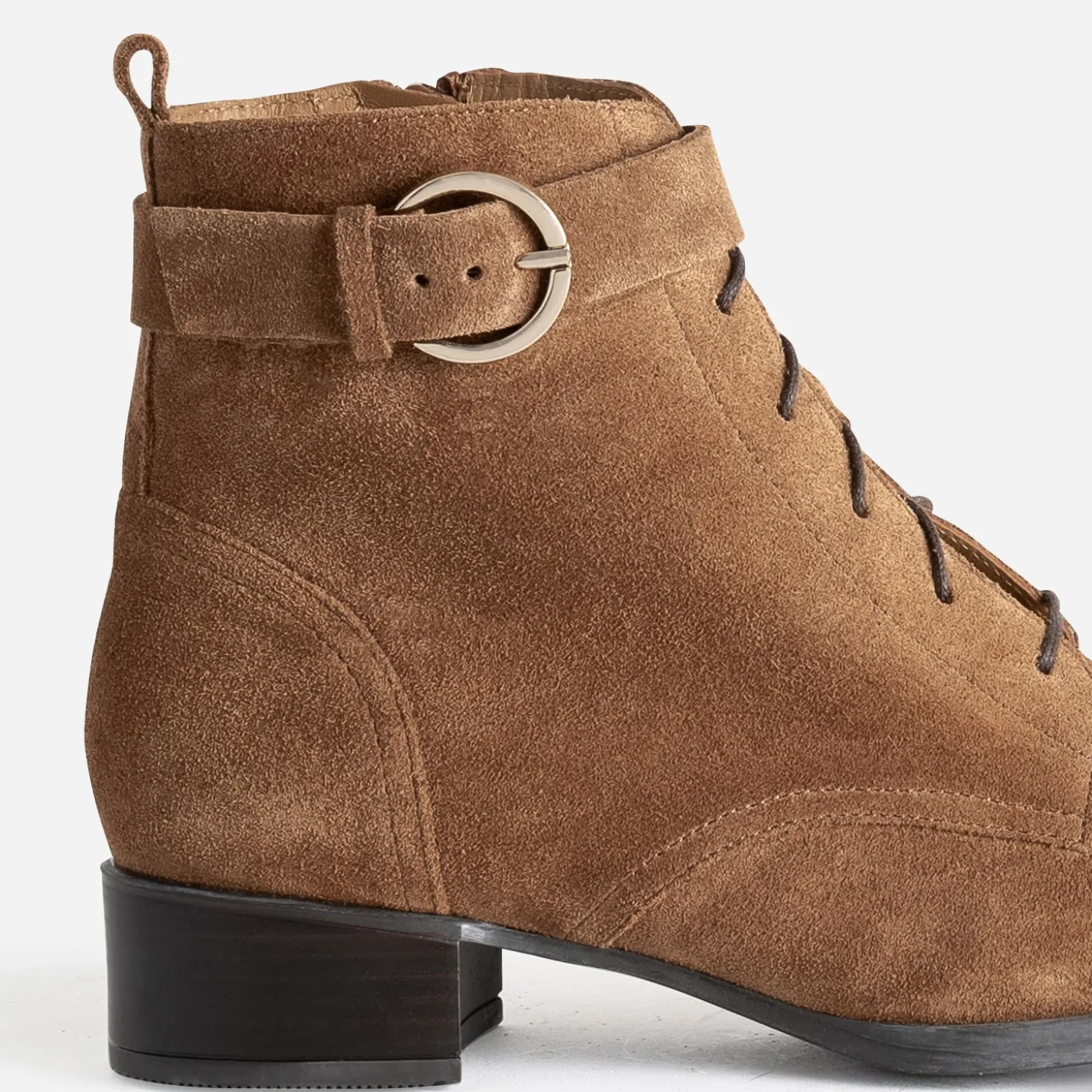 Boots à lacet ERAM FLEX camel cuir velours