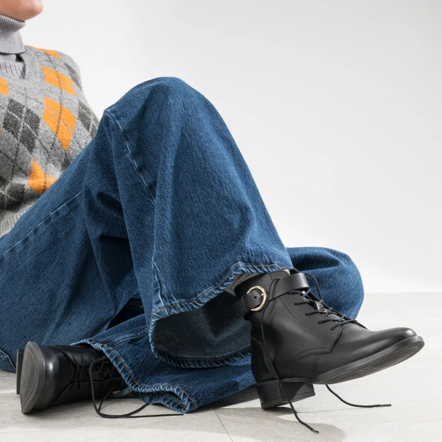 Boots à lacet ERAM FLEX noir cuir