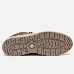 Boots à lacet marron avec col textile