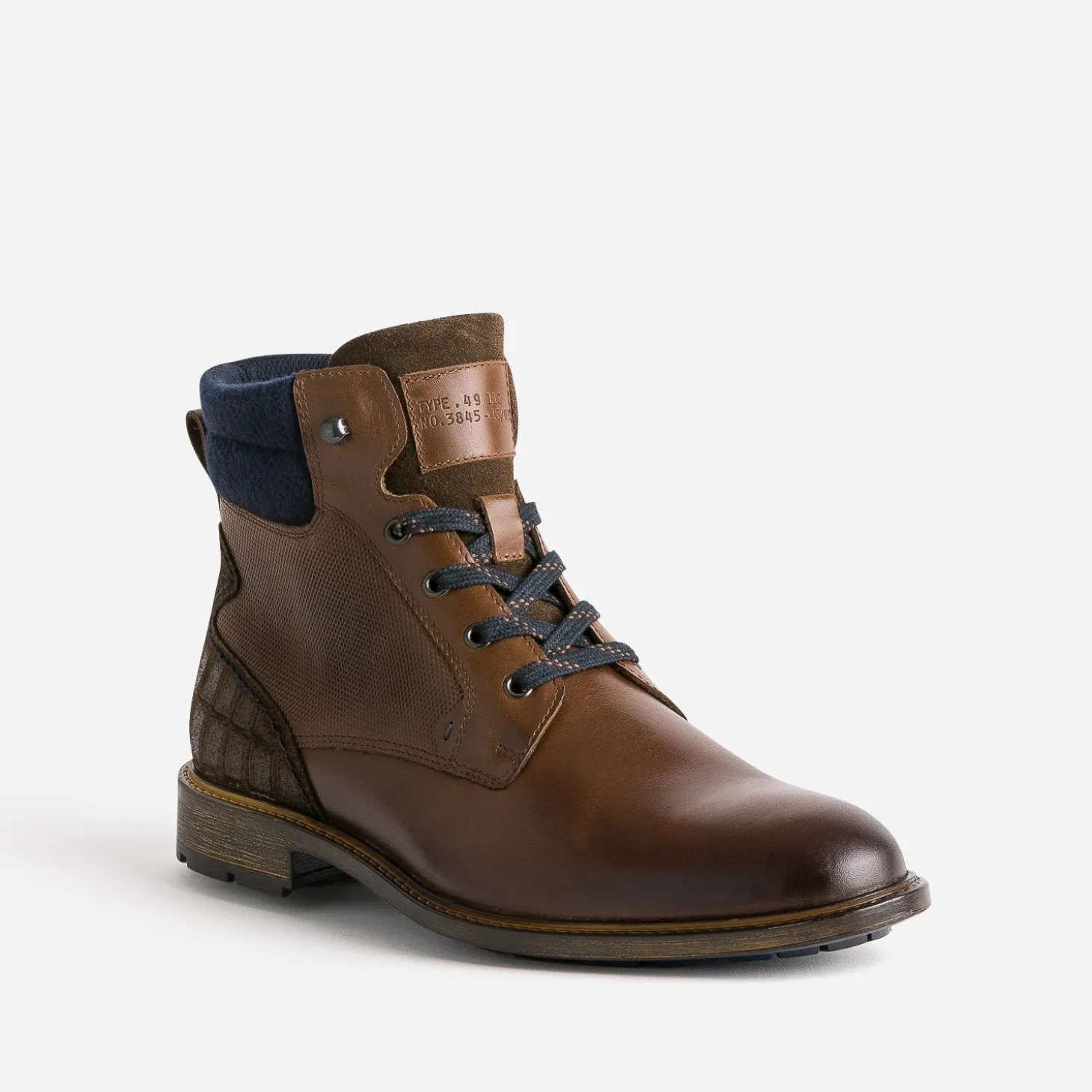 Boots à lacet marron bi-matière