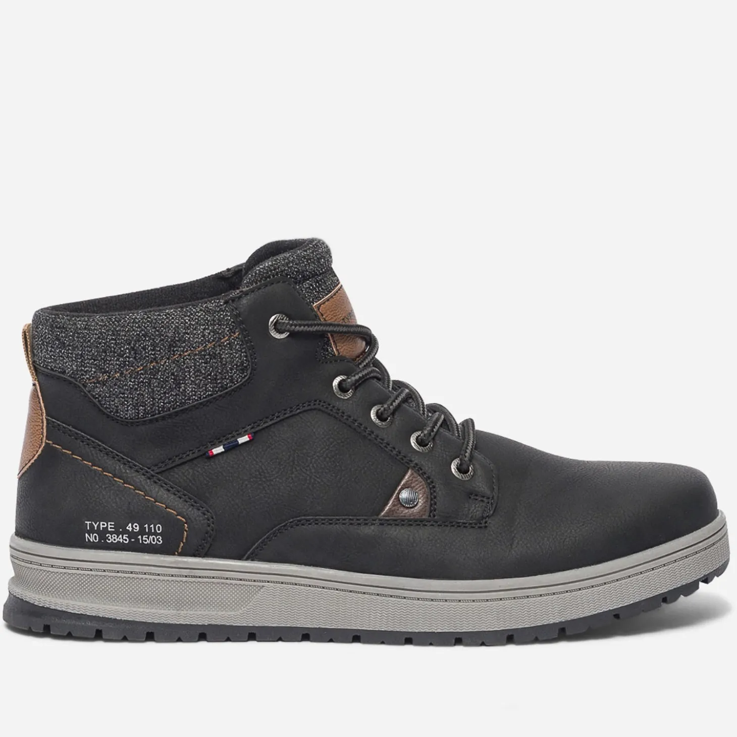 Boots à lacet noir avec col textile