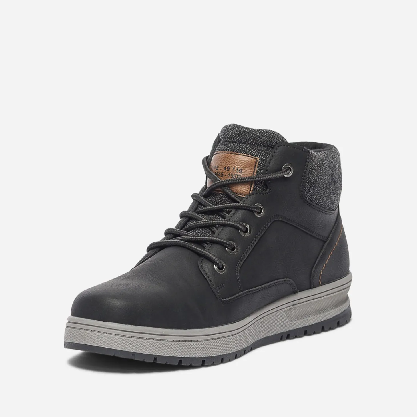 Boots à lacet noir avec col textile