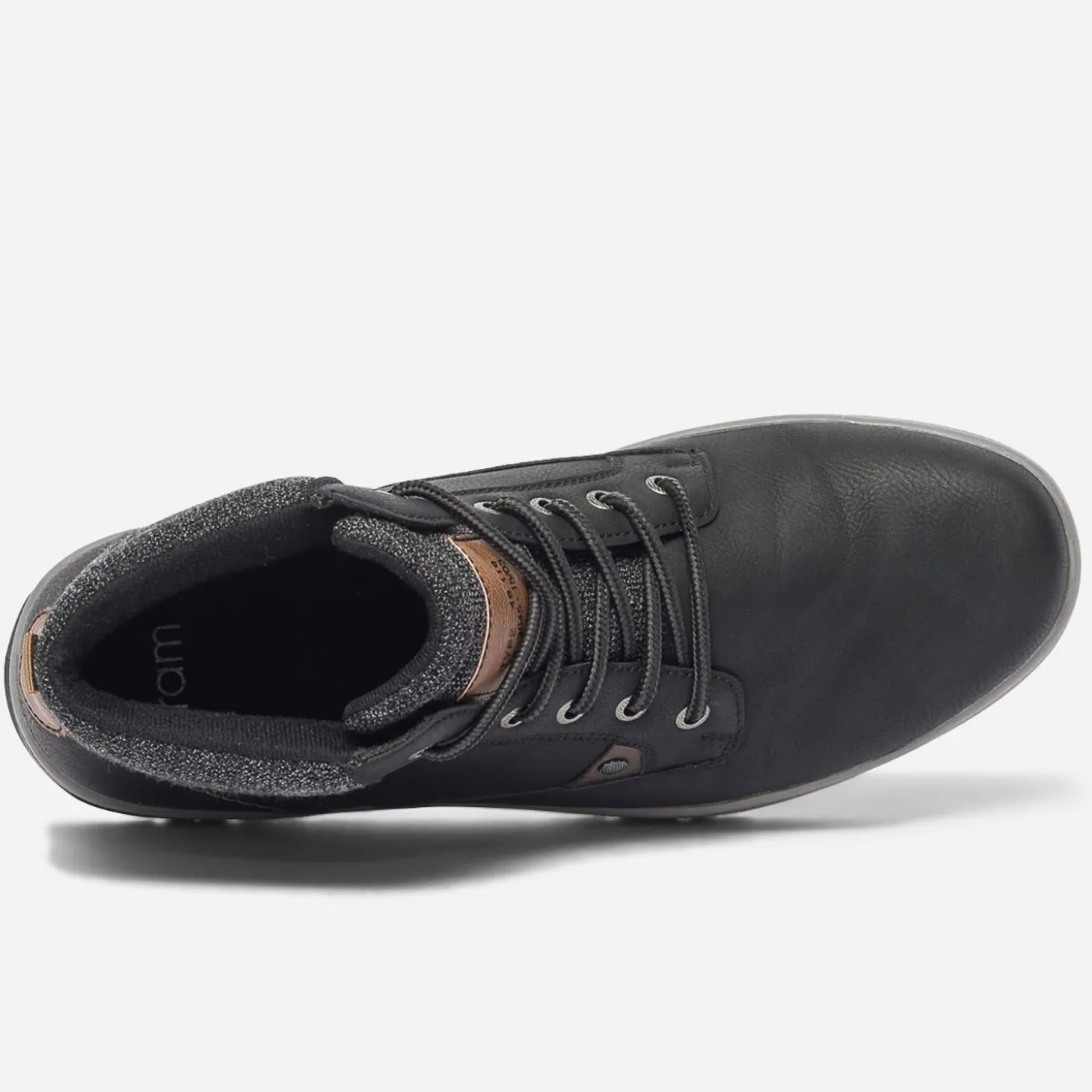 Boots à lacet noir avec col textile