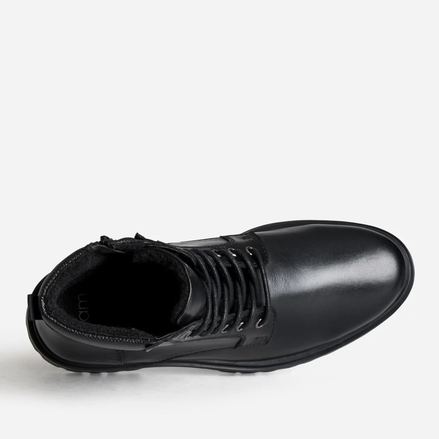 Boots à lacet noir cranté en cuir