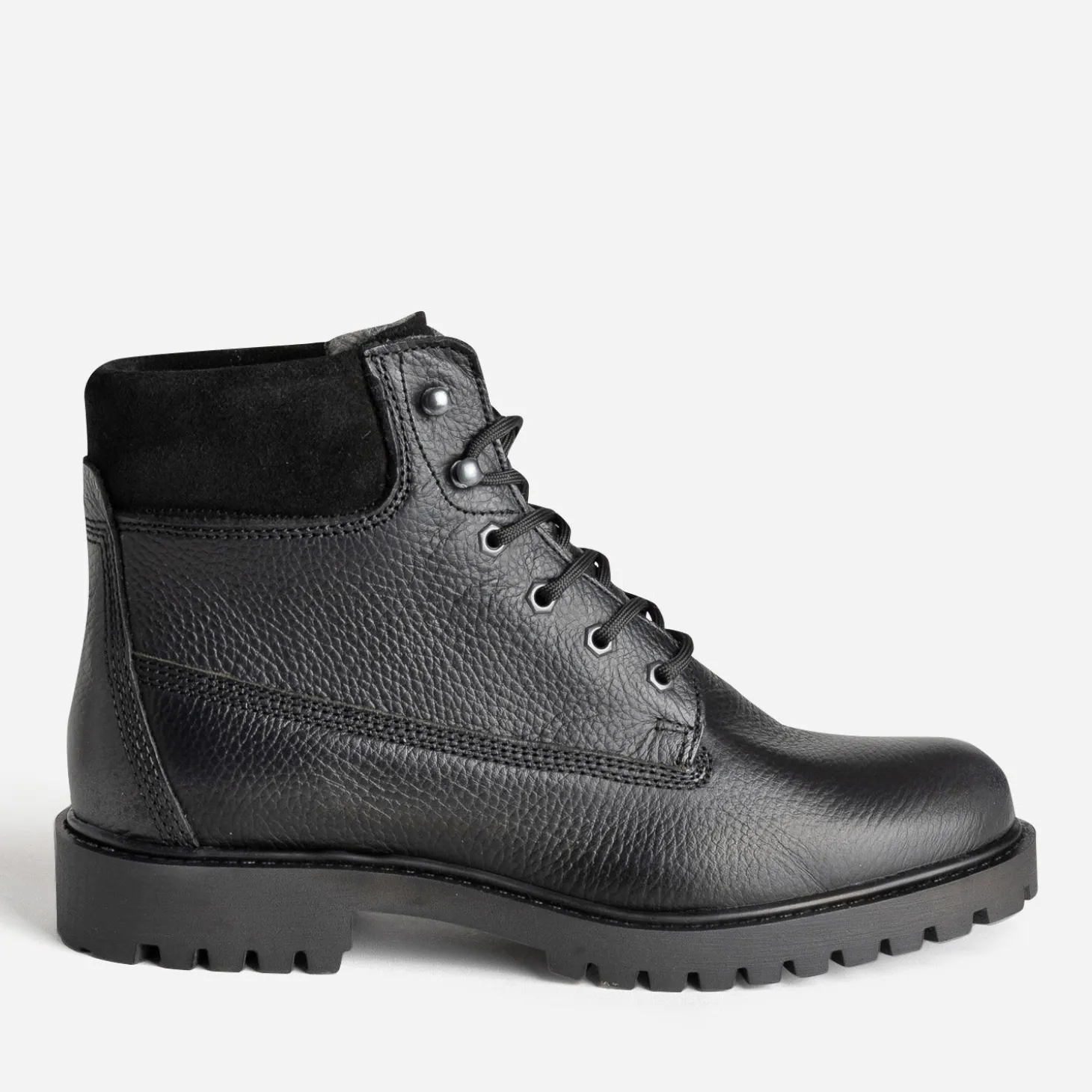 Boots à lacet noir cuir fourré
