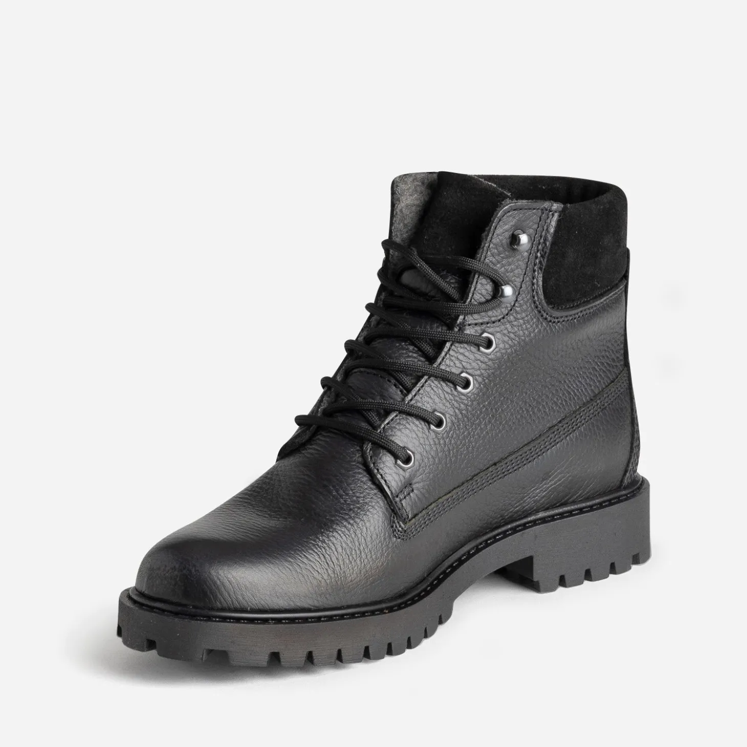 Boots à lacet noir cuir fourré