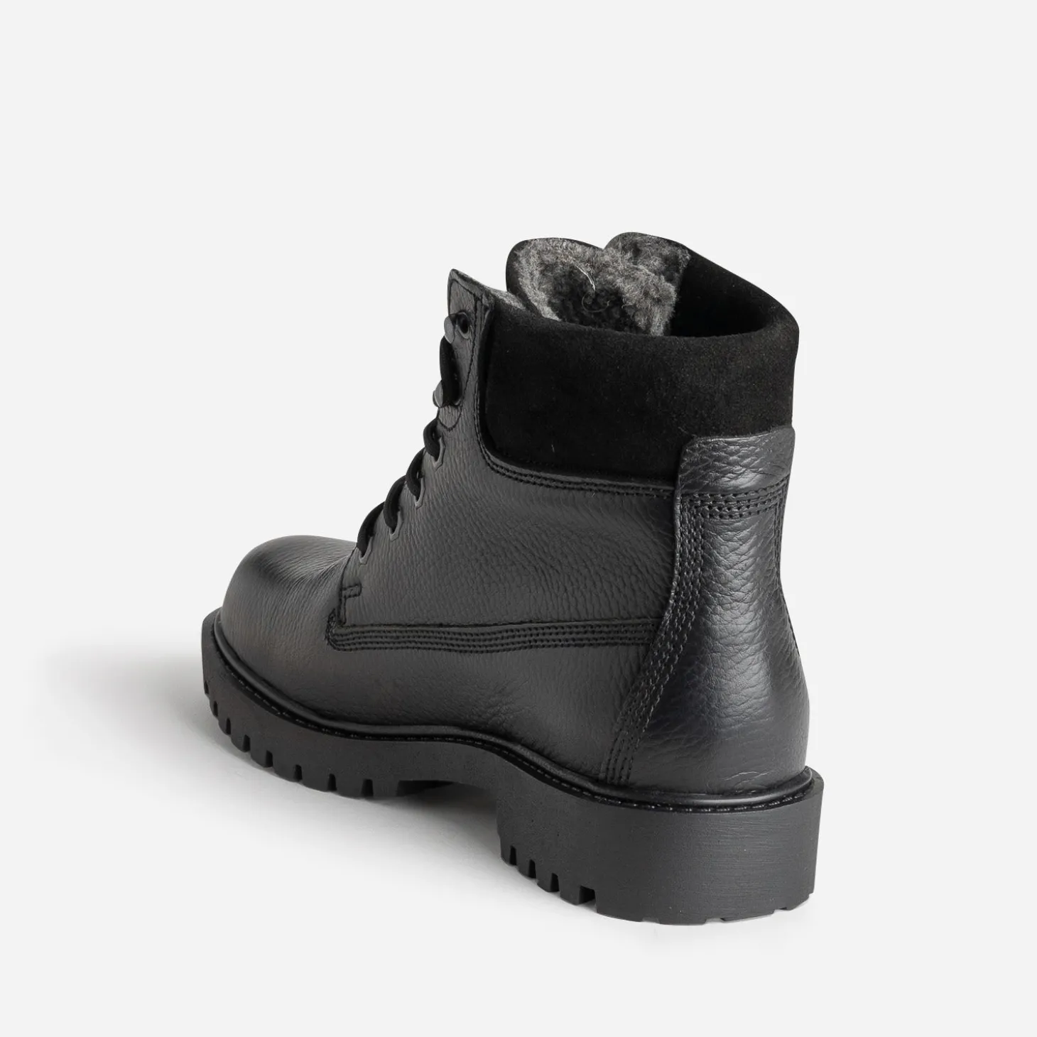 Boots à lacet noir cuir fourré
